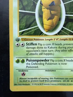 1999 Pokemon Base Set Kakuna 1st Edition Shadowless 33/102 English (MP) - Image 4