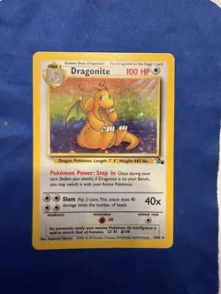Pokemon TCG Dragonite Holo Rare Card 19/62 Fossil Set 1999 LP - Image 1