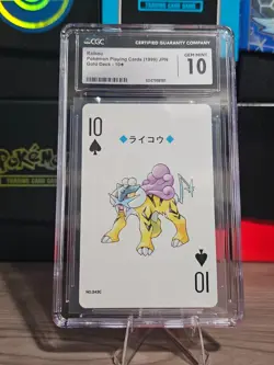 Raikou Nintendo Poker Playing Card 1999 - Pokemon Gold Ho-Oh Back Gem Mint 10 - Image 1