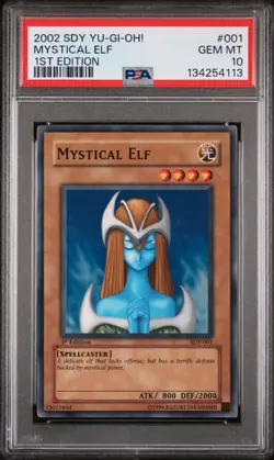2002 YU-GI-OH! STARTER DECK: YUGI 001 MYSTICAL ELF 1ST EDITION PSA 10 - Image 1