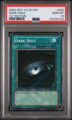 2002 YU-GI-OH! STARTER DECK: YUGI 022 DARK HOLE 1ST EDITION PSA 10 - Image 1