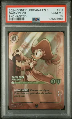2024 Disney Lorcana ENCHANTED Daisy Duck #211 PSA 10 #3681 - Image 1