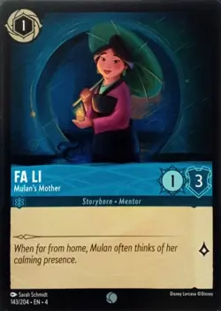 143/204 FA LI MULAN'S MOTHER URSULAS RETURN COMMON DISNEY LORCANA CARD - Image 1
