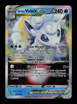 Alolan Vulpix VSTAR 034/195 Ultra Rare Holo SWSH12: Silver Tempest Pokemon Card - Image 1