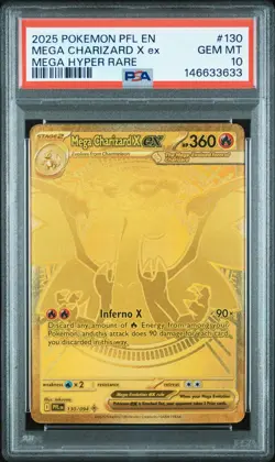 2025 POKEMON EN-PHANTASMAL FLAMES MEGA HYPER RARE MEGA CHARIZARD X EX 130 PSA 10 - Image 1