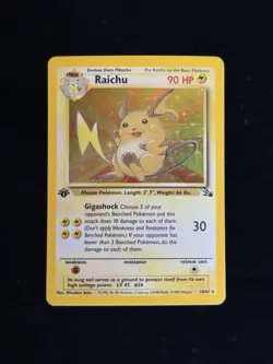 Pokemon 1st Edition Raichu Fossil Holo Rare 14/62 - MP - Image 3