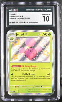 CGC 10 Jumpluff 098/091 Baby Shiny Paldean Fates GRADED Pokemon Card GEM MINT - Image 1