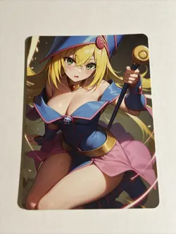 Dark Magician Girl YuGiOh Waifu Doujin Anime Textured Foil Card - Image 1