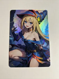Dark Magician Girl YuGiOh Waifu Doujin Anime Textured Foil Card - Image 1