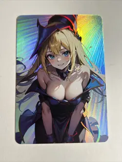 Dark Magician Girl YuGiOh Waifu Doujin Anime Textured Foil Card - Image 1