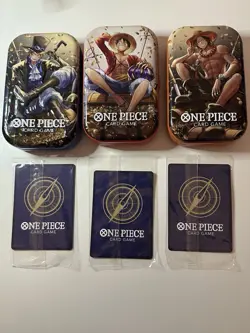 One Piece CCG Tin Promo Cards Set Sealed Luffy, Ace, And Sabo With Opened Tins - Image 5