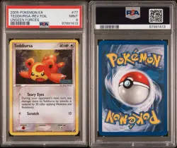 PSA 9 Teddiursa Reverse Holo - 77/115 EX Unseen Forces Stamped Pokemon Card 2005 - Image 3