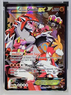 Pokemon Card Team Magma's Groudon EX #15 Double Crisis Full Art Holo 2015 PSA 7 - Image 5