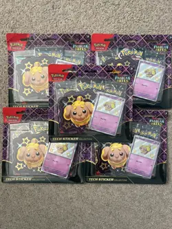 Lot Of 5– SEALED Pokemon TCG Paldean Fates Tech Sticker Collections - Image 1