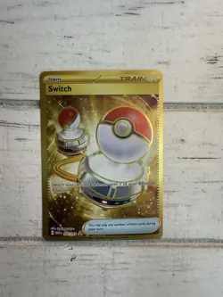 Pokemon Switch Trainer-Item 206/165 Scarlet & Violet 151 Gold Secret Rare Holo!! - Image 1