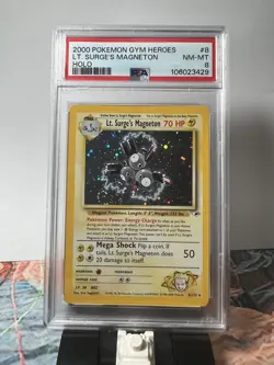 Pokemon TCG Gym Heroes Set Lt. Surge’s Magneton 8/132 Holo Rare PSA 8 NM-MT - Image 1