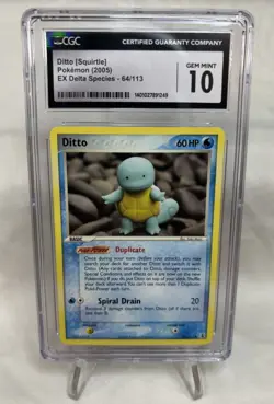 Pokemon TCG 2005 EX Delta Species Ditto (Squirtle) #64/113 CGC Grade 10 - Image 1