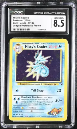 CGC 8.5 Misty's Seadra 2000 Gym Heroes 9/132 Prerelease Holo Pokemon Card - Image 1