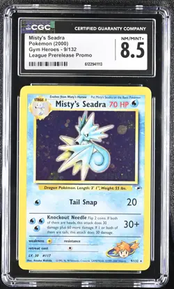CGC 8.5 Misty's Seadra 2000 Gym Heroes 9/132 Prerelease Holo Pokemon Card - Image 1