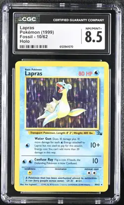 CGC 8.5 Lapras 1999 Fossil 10/62 Holo Pokemon Card - Image 1