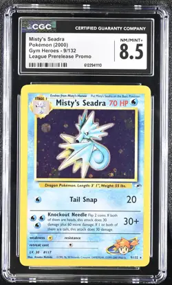 CGC 8.5 Misty's Seadra 2000 Gym Heroes 9/132 Prerelease Holo Pokemon Card - Image 1