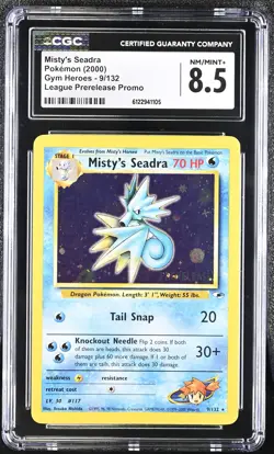 CGC 8.5 Misty's Seadra 2000 Gym Heroes 9/132 Prerelease Holo Pokemon Card - Image 1