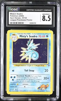 CGC 8.5 Misty's Seadra 2000 Gym Heroes 9/132 Prerelease Holo Pokemon Card - Image 1