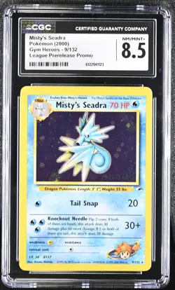 CGC 8.5 Misty's Seadra 2000 Gym Heroes 9/132 Prerelease Holo Pokemon Card - Image 1