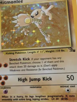 Pokemon TCG Hitmonlee Fossil Holo Rare Card 7/62 Vintage LP - Image 5