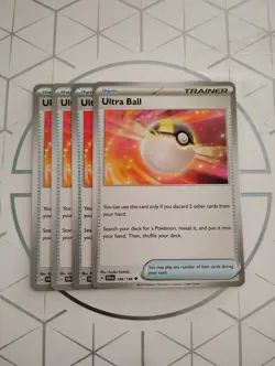 4x Ultra Ball 091/091 Paldean Fates English Pokemon Card Non Foil Playset x4 - Image 1