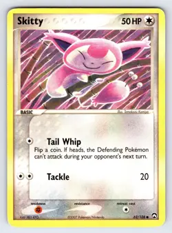 Skitty 62/108 2007 EX Power Keepers Pokemon Card TCG Komiya Artwork Common - Mp - Image 1