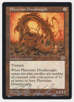 Silver Signed Phyrexian Dreadnought LP Mirage Artist Pete Venters 1996 MTG Magic - Image 1