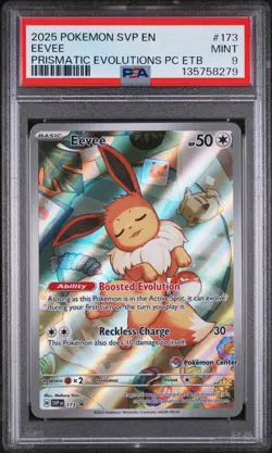 2023 POKEMON SVP EN BSP #173 EEVEE PRISMATIC EVOLUTIONS POKEMON CENTER ETB PSA 9 - Image 1