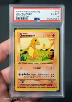 PSA 6 1999 1st Edition Shadowless Base Set Charmander 46/102 WOTC Pokemon 1 - Image 1