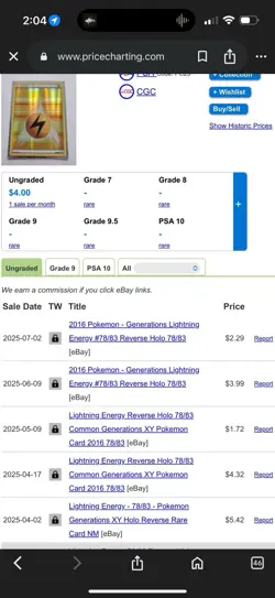 2016 Pokemon - Generations Lightning Energy #78/83 Reverse Holo - Image 4