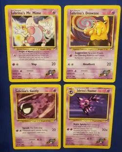 Lot Of 4 Pokemon TCG. Sabrina's Mr. Mime, Drowzee, Gastly, Haunter. LP - Image 1
