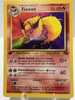 Pokemon FLAREON 19/64 1st Edition Jungle Non-Holo Rare Pokemon TCG WOTC - Image 3