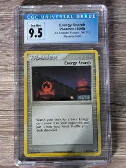 2005 Pokemon EX Unseen Forces Energy Search Reverse Holo #94 CGC Gem Mint 9.5/10 - Image 1