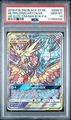 2019 Pokemon Moltres & Zapdos & Articuno GX SM Black Star Promo #SM210 PSA 10 - Image 1