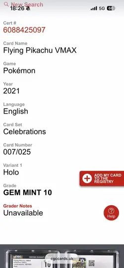 FLYING PIKACHU VMAX POKEMON 2021 CELEBRATIONS 007/025 HOLO GEM MINT 10 CGC - Image 3