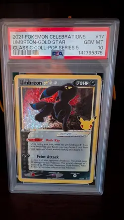 PSA 10 Umbreon Gold Star Pokemon SWSH Celebrations 17/17 Holo Rare Pop Series 5 - Image 1
