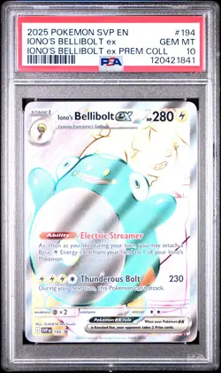 2025 Pokemon #194 Iono's Bellibolt Ex Prem Coll PSA 10 - Image 1