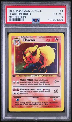 1999 Pokemon Jungle 1st Edition Flareon 3/64 PSA 6 - Image 1