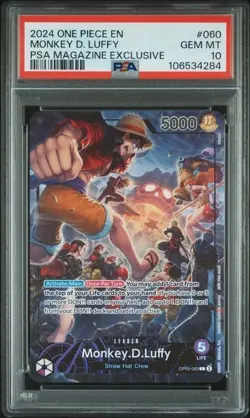 One Piece PSA 10 Monkey D. Luffy 060 PSA Magazine Exclusive Promo 2024 English - Image 1