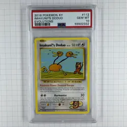 2016 Pokemon Imakuni Doduo Secret Rare Card XY Evolutions #112 PSA 10 Gem Mint - Image 1