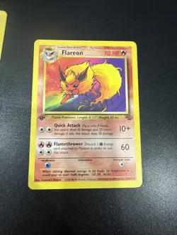 Pokemon TCG Flareon Jungle 19/64 1st Edition Rare 70 HP 1999 + 51/64 Eevee 1st - Image 2
