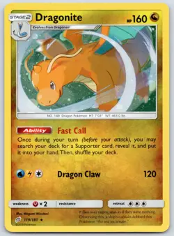 Dragonite 119/181 (NM) - Sun & Moon Team Up - Holo Rare - Pokemon TCG - Image 1