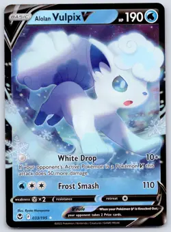Alolan Vulpix V 033/195 (NM) - SWSH12: Silver Tempest - Ultra Rare - Pokemon TCG - Image 1