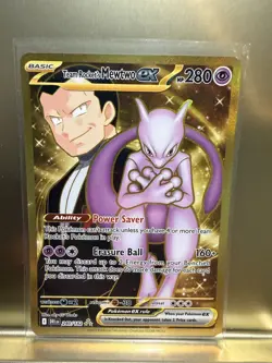 Pokemon Team Rocket's Mewtwo ex 240/182 Hyper Rare Full Art Holo EX 280HP Sv10 - Image 1
