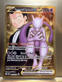 Pokemon Team Rocket's Mewtwo ex 240/182 Hyper Rare Full Art Holo EX 280HP Sv10 - Image 5
